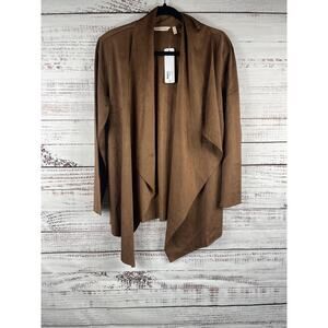 Soft Surroundings Jacket Women's Small Brown Shape Drape Faux Suede Open Front